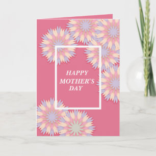 Carte Belle Fête des Mères Rose Bleu Blanc Floral