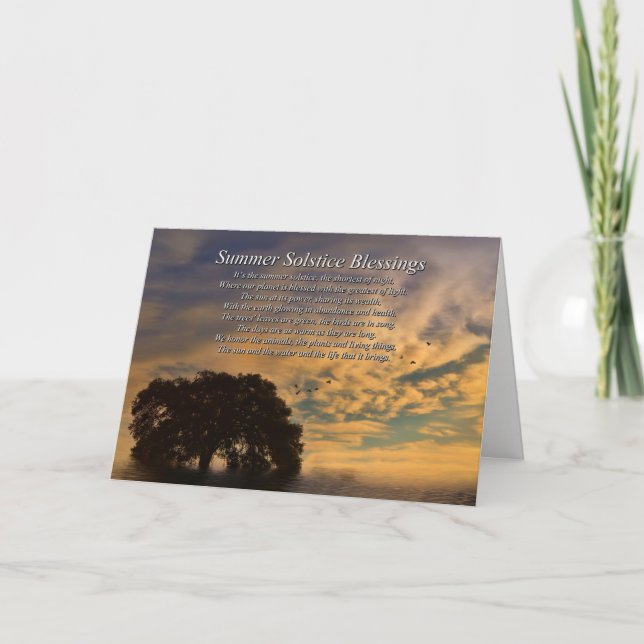 Carte Belle fête du solstice d'été avec un chêne et un p (Devant)