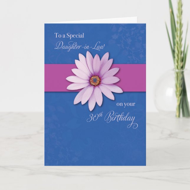 Carte Belle-fille 30e anniversaire Daisy on Pink & Purp (Devant)