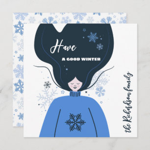 Carte Belle fille Avoir un bon hiver