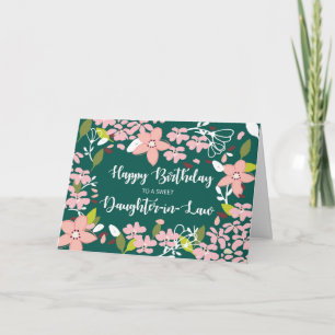 Carte Belle-fille Fleurs vertes d'anniversaire
