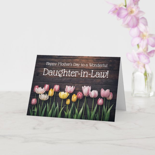 Carte Belle-fille Joyeuse Fête des Mères Tulipes (Orchidée)