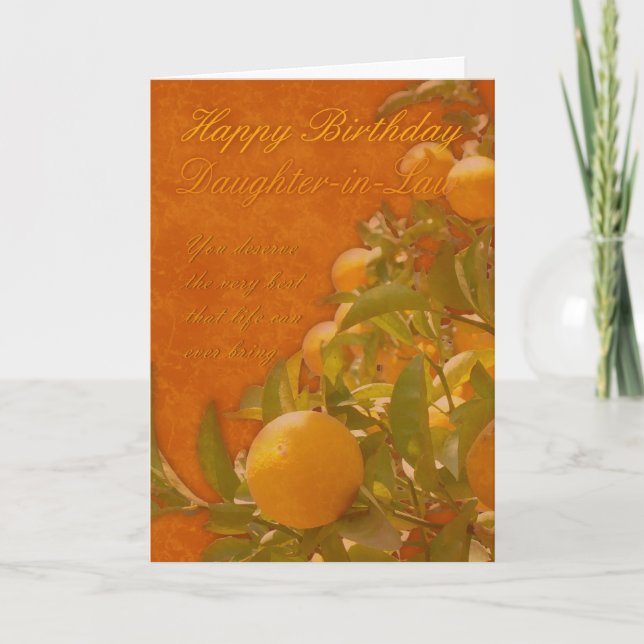 Carte Belle-fille Joyeux Anniversaire Espagnol Orange Tr (Devant)