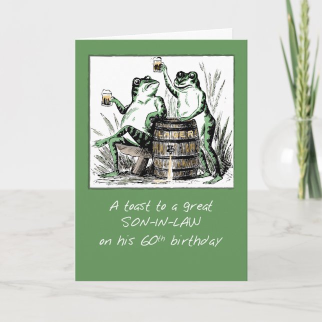 Carte Belle-Fils 60e Grenouilles d'anniversaire Toasting (Devant)