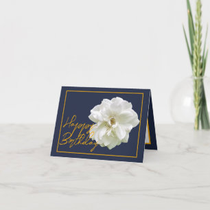 Carte Belle Fleur de Rose Blanche Jolie Joyeux Anniversa