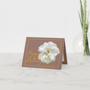 Carte Belle Fleur de Rose Blanche Jolie Joyeux Anniversa