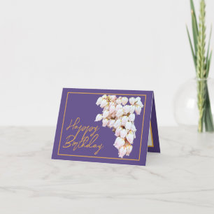 Carte Belle Fleurs de Pieris Blanc Chic Joyeux Anniversa