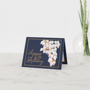 Carte Belle Fleurs de Pieris Blanc Chic Joyeux Anniversa