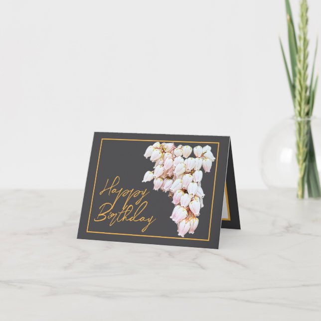 Carte Belle Fleurs de Pieris Blanc Chic Joyeux Anniversa (Devant)