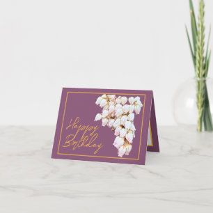 Carte Belle Fleurs de Pieris Blanc Chic Joyeux Anniversa