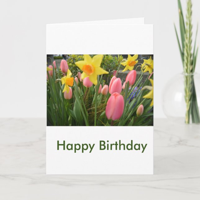 Carte belle fleurs rose printemps tulip rose anniversair (Devant)