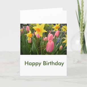 Carte belle fleurs rose printemps tulip rose anniversair