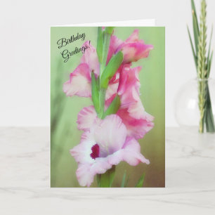 Carte Belle Fleurs roses Floral Gladiolus Anniversaire