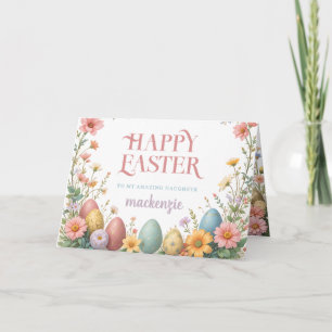 Carte Belle Floral Décoratif Bonne Fille de Pâques