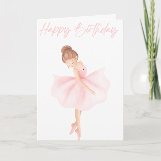 Carte Belle Illustration Petit Ballerina Anniversaire (Devant)