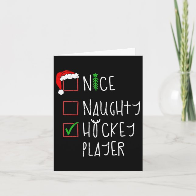 Carte Belle Joueuse de hockey Naughty Costume de Noël dr (Devant)