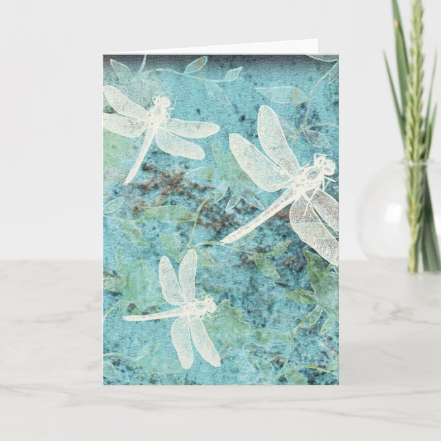 Carte Belle libellule Damselflies Floral (Devant)