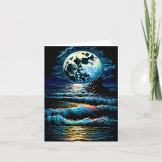 Carte Belle Lune sur l'eau Impasto Peinture