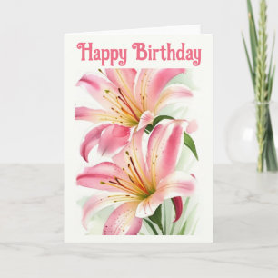 Carte Belle Lys rose Anniversaire