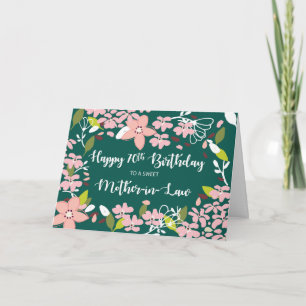 Carte Belle-mère 70e anniversaire Fleurs vertes