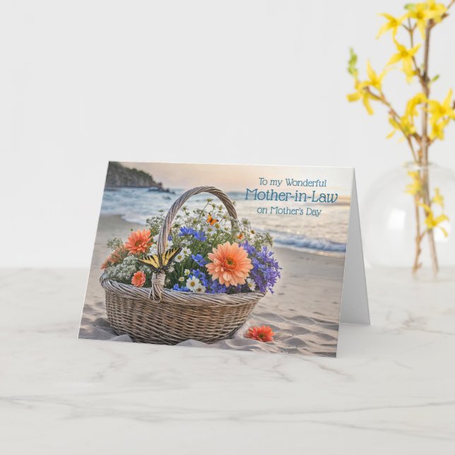Carte Belle-mère Joyeuse Fête des Mères avec Panier de F (Fleur jaune)