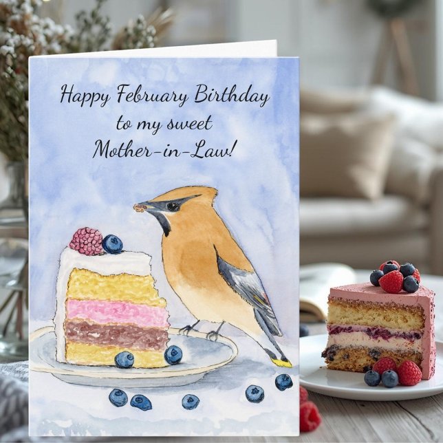 Carte Belle-mère Joyeux Anniversaire de Février Oiseau (Créateur téléchargé)