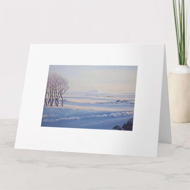 Carte Belle montagne d'hiver islandaise Hekla fine art (Devant)