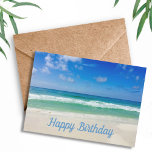 Carte Belle Ocean Photo Custom Beach Joyeux anniversaire<br><div class="desc">Une belle photo de plage prise dans la destination de vacances idéale de Destin, Floride pour souhaiter à quelqu'un un un heureux anniversaire personnalisé. Les magnifiques eaux vertes de Sandestin se lavent jusqu'au bord de mer sablonneux sous un ciel bleu serein pour faire la carte d'anniversaire photo de vacances pittoresque...</div>