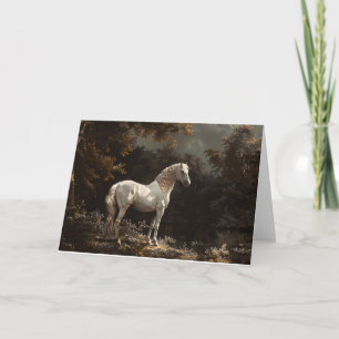 Carte Belle peinture à l'huile de cheval blanc Vintage v