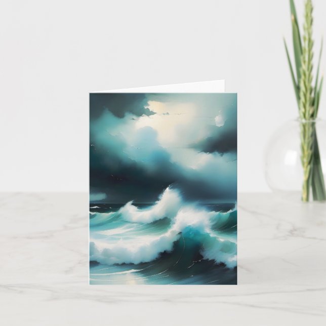 Carte Belle peinture cool Bleu Océan avec vagues (Devant)