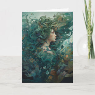 Carte Belle peinture fantaisiste de sirène