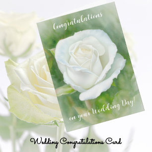 Carte Belle Rose blanche Art Mariage Félicitations
