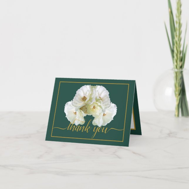 Carte Belle Rose blanche Couleur fond Merci chic (Devant)