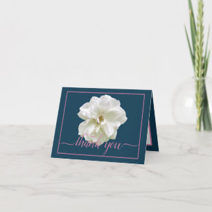 Carte Belle Rose blanche Couleur fond Merci chic