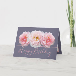Carte Belle Rose rose Joli Bouquet Floral Anniversaire
