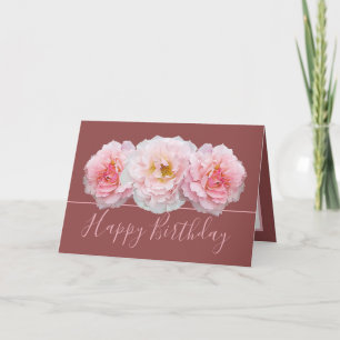 Carte Belle Rose rose Joli Bouquet Floral Anniversaire