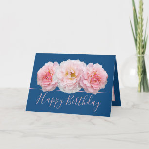 Carte Belle Rose rose Joli Bouquet Floral Anniversaire