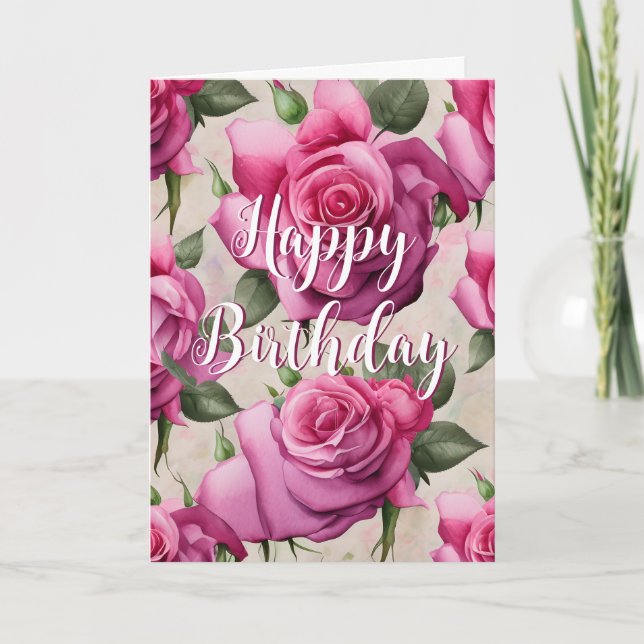 Carte Belle rose Roses Aimer Floral Joyeux Anniversaire (Devant)