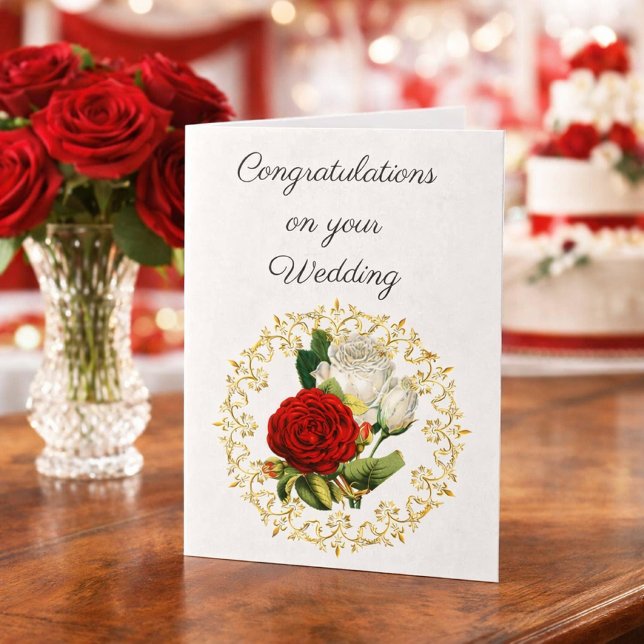 Carte Belle Rose Rouge / Félicitations de Mariage  (Créateur téléchargé)