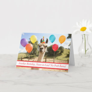 Carte Belle-soeur Chapeau de fête et ballons de lama mig