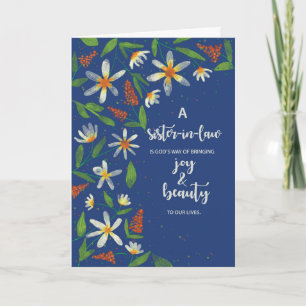Carte Belle-sœur Fête religieuse de naissance Marguerite
