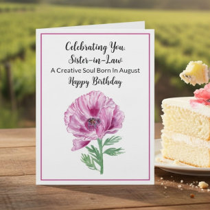 Carte Belle-Sœur Joyeux Anniversaire Août Poppy Violet