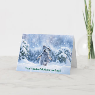 Carte Belle-sœur Mignonnes Fêtes de Noël Manchot