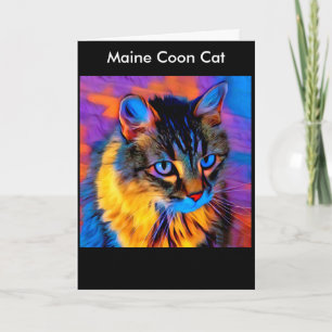 Carte Belle Tabby Artistique Whimsical Maine Coon Chat