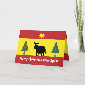 Carte Belle Taureau Espagnol, Drapeau & Arbres de