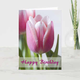 Carte Belle Tulipe rose, Joyeux Anniversaire