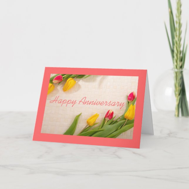 Carte Belle tulipe rose orange fête des fleurs (Devant)