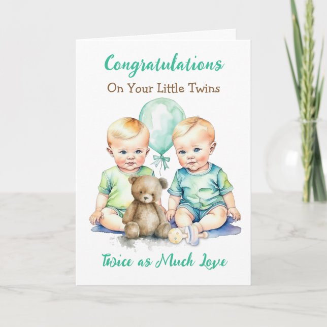 Carte Belle Twin Boys Félicitations Nouveaux Parents (Devant)