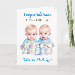 Carte Belle Twin Boys Félicitations Nouveaux Parents