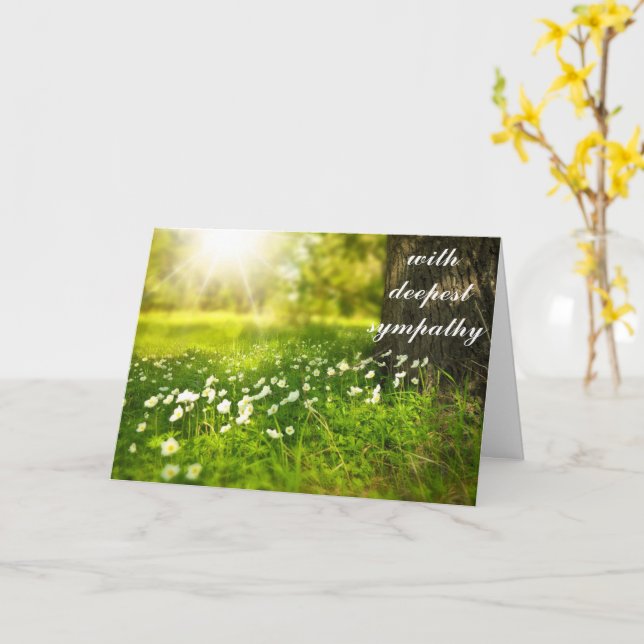 Carte Belle vallée verte avec des fleurs blanches Sympat (Fleur jaune)